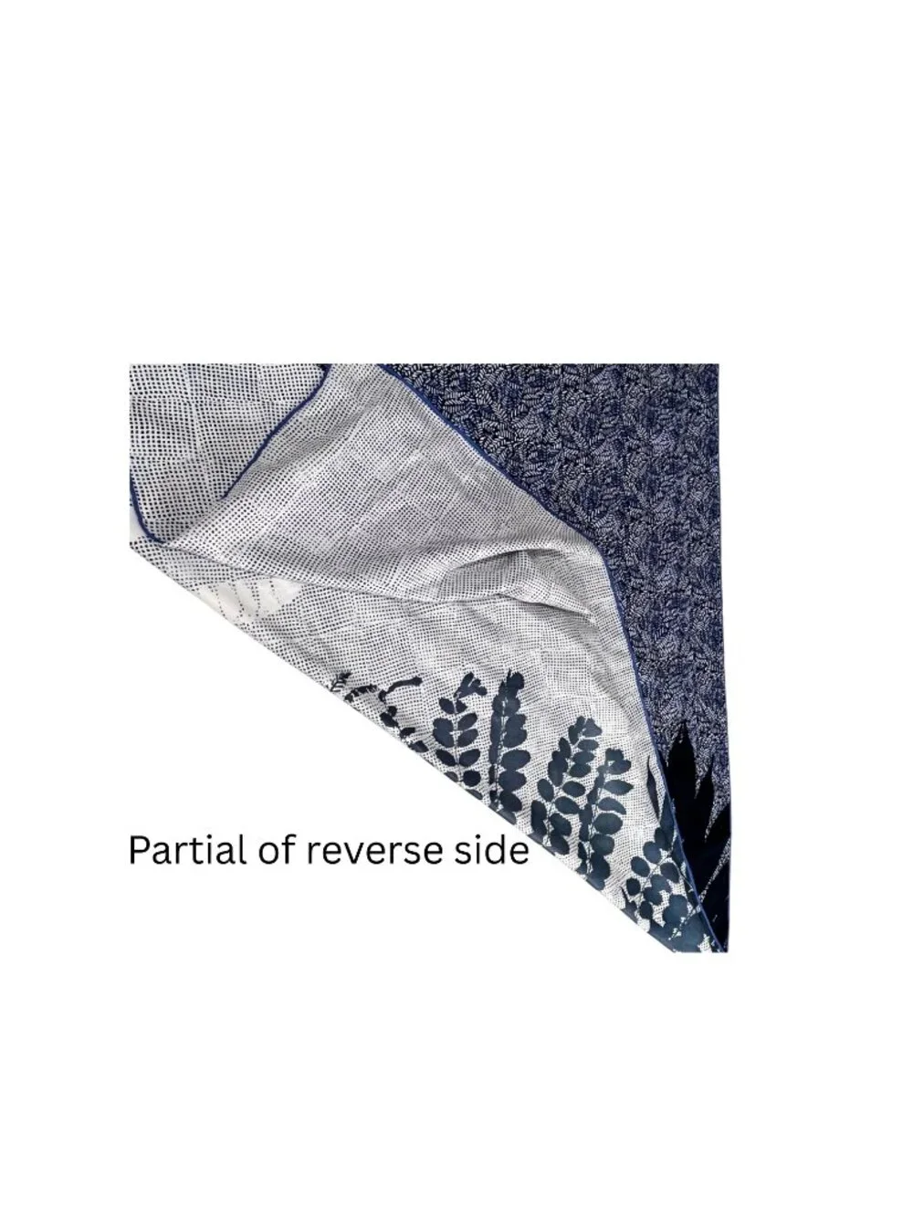 Large Striking Silky Blue & Ivory Floral Botantical Leaf Scarf - 35